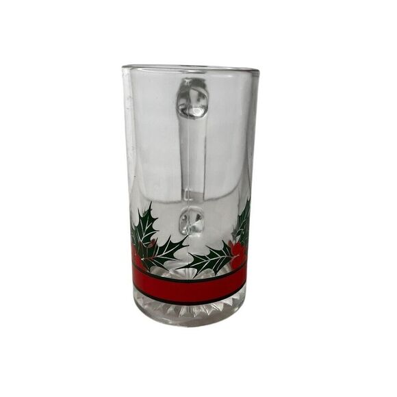 16oz Tall Beer Mug Holly & Berries by Libbey Glass Company - Picture 2 of 4